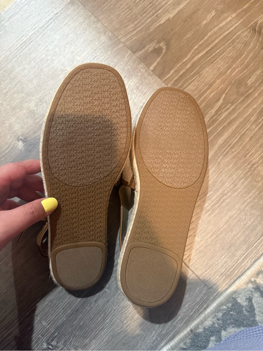 MICHAEL Michael Kors Beige Canvas Logo Slingback Sandals with Brown Trim - Picture 2 of 2